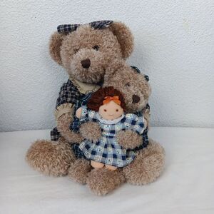 Dillard's Noble Excellence Teddy Bear Mama with Baby Bear Holding Cloth Doll